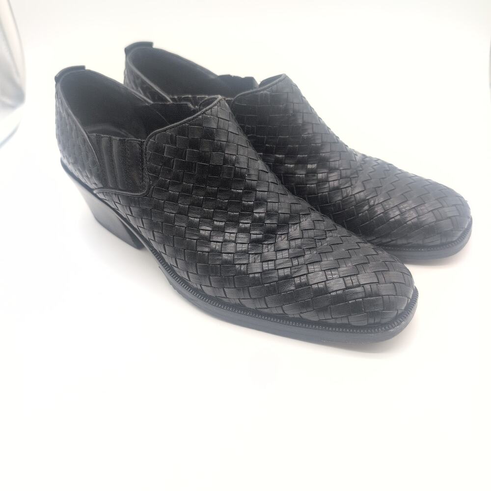 Cole Haan Basketweave Vintage 90s Leather Cuban Heels Black Women's 10AA